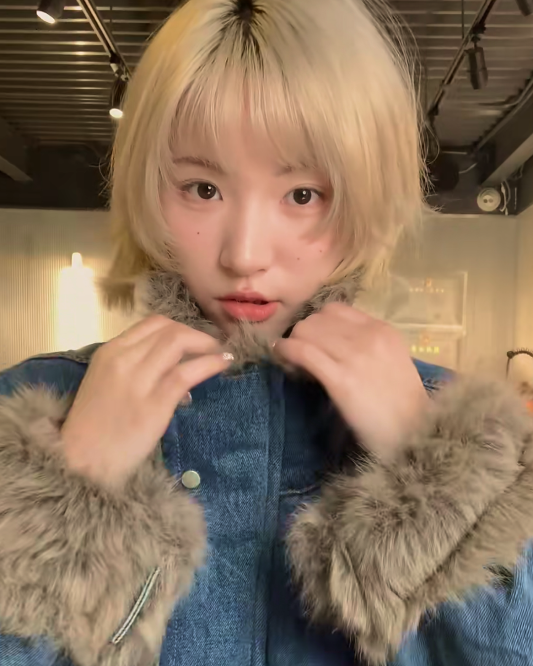 キルティングファーデニムジャケット B0091