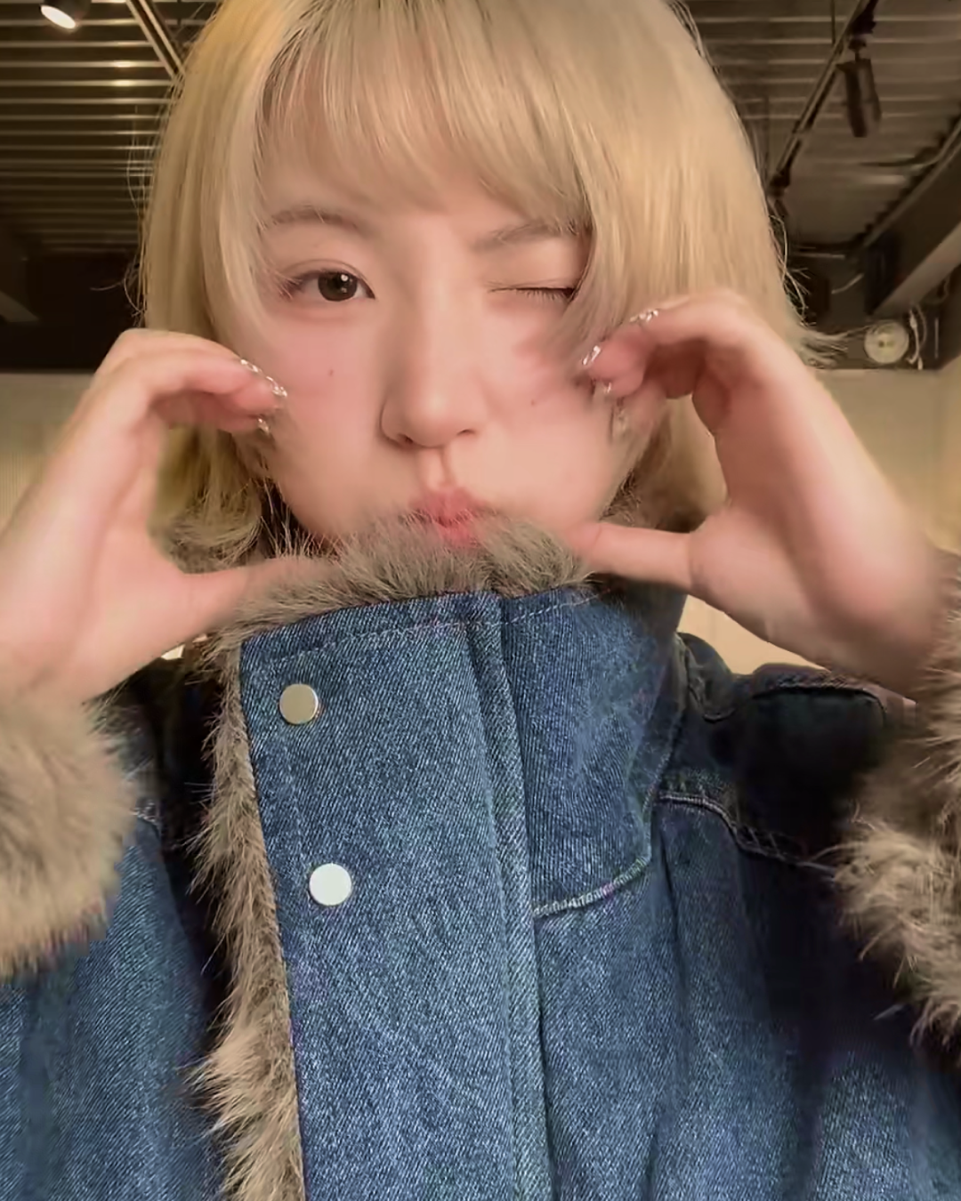 キルティングファーデニムジャケット B0091