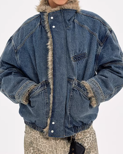 キルティングファーデニムジャケット B0091