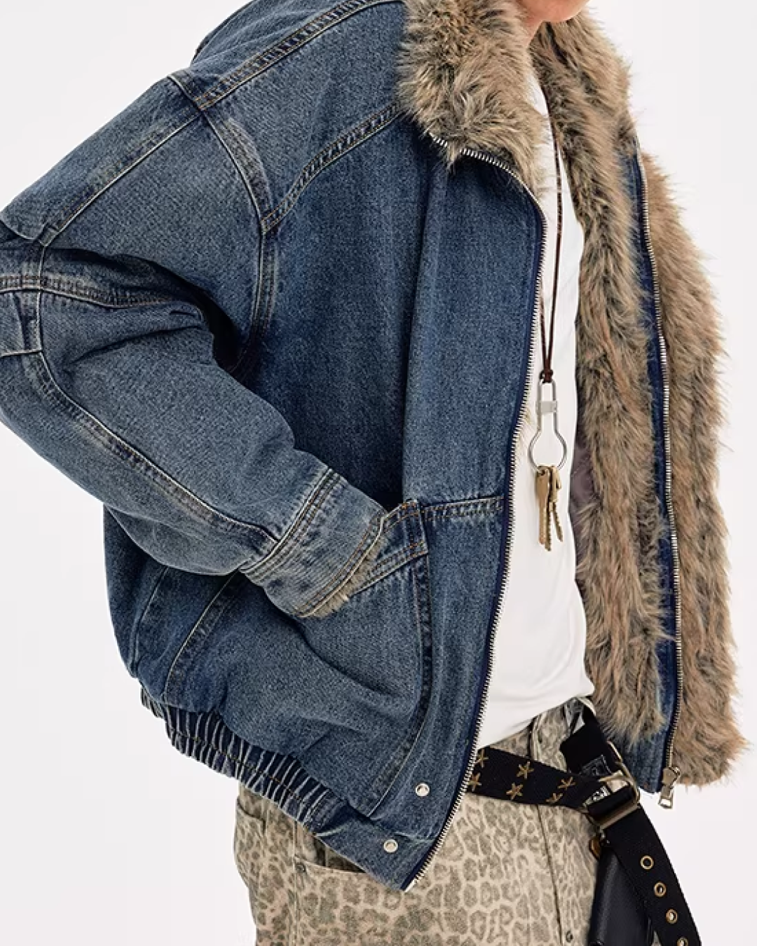 キルティングファーデニムジャケット B0091