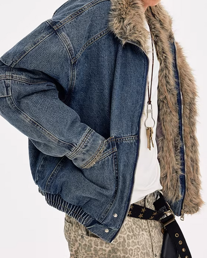 キルティングファーデニムジャケット B0091