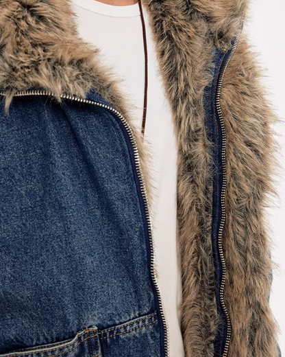 キルティングファーデニムジャケット B0091