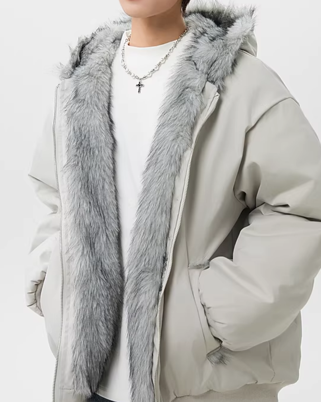 ジップフードファージャケット B0092