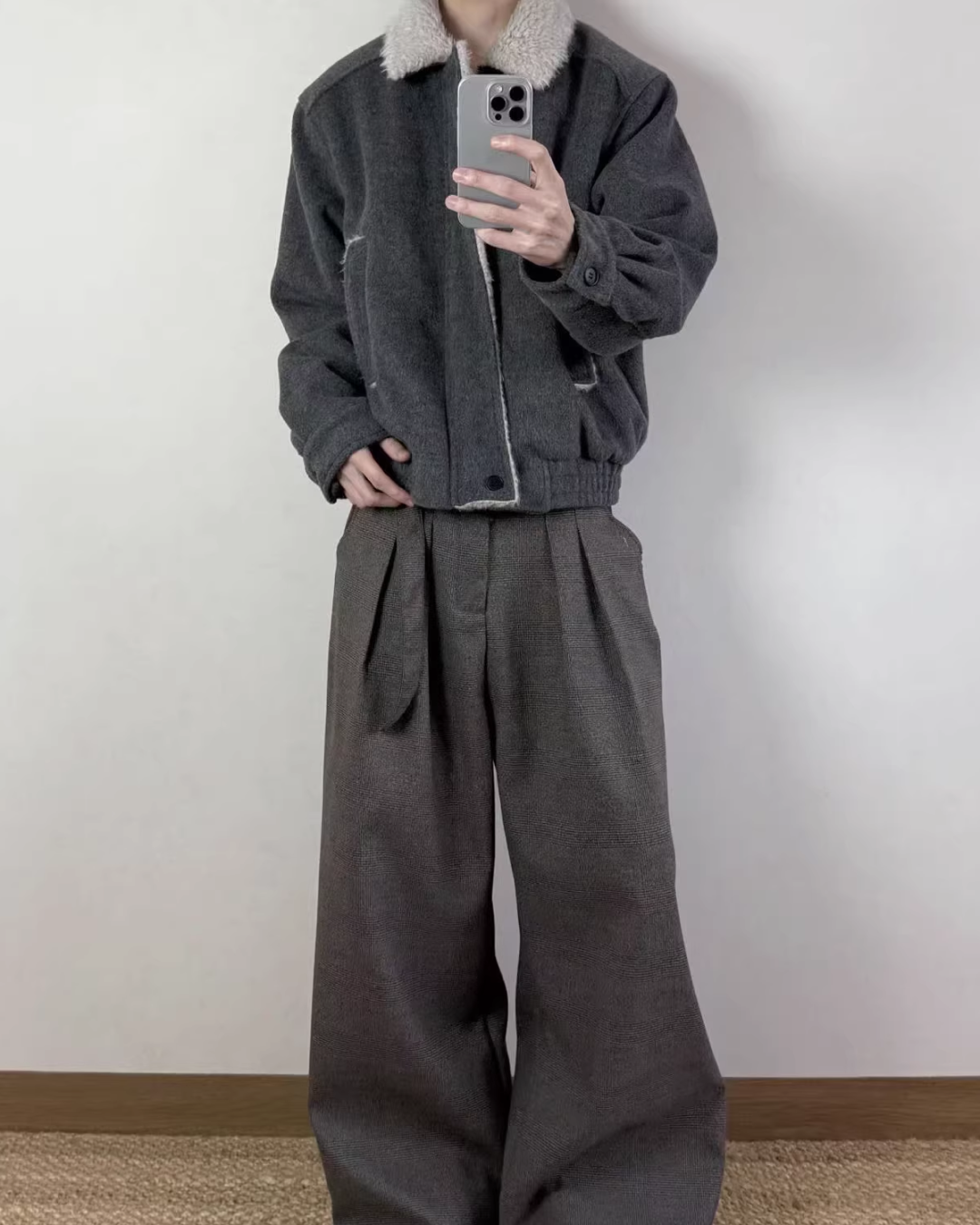 短丈ジップボタンファージャケット B0093