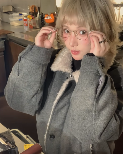 短丈ジップボタンファージャケット B0093