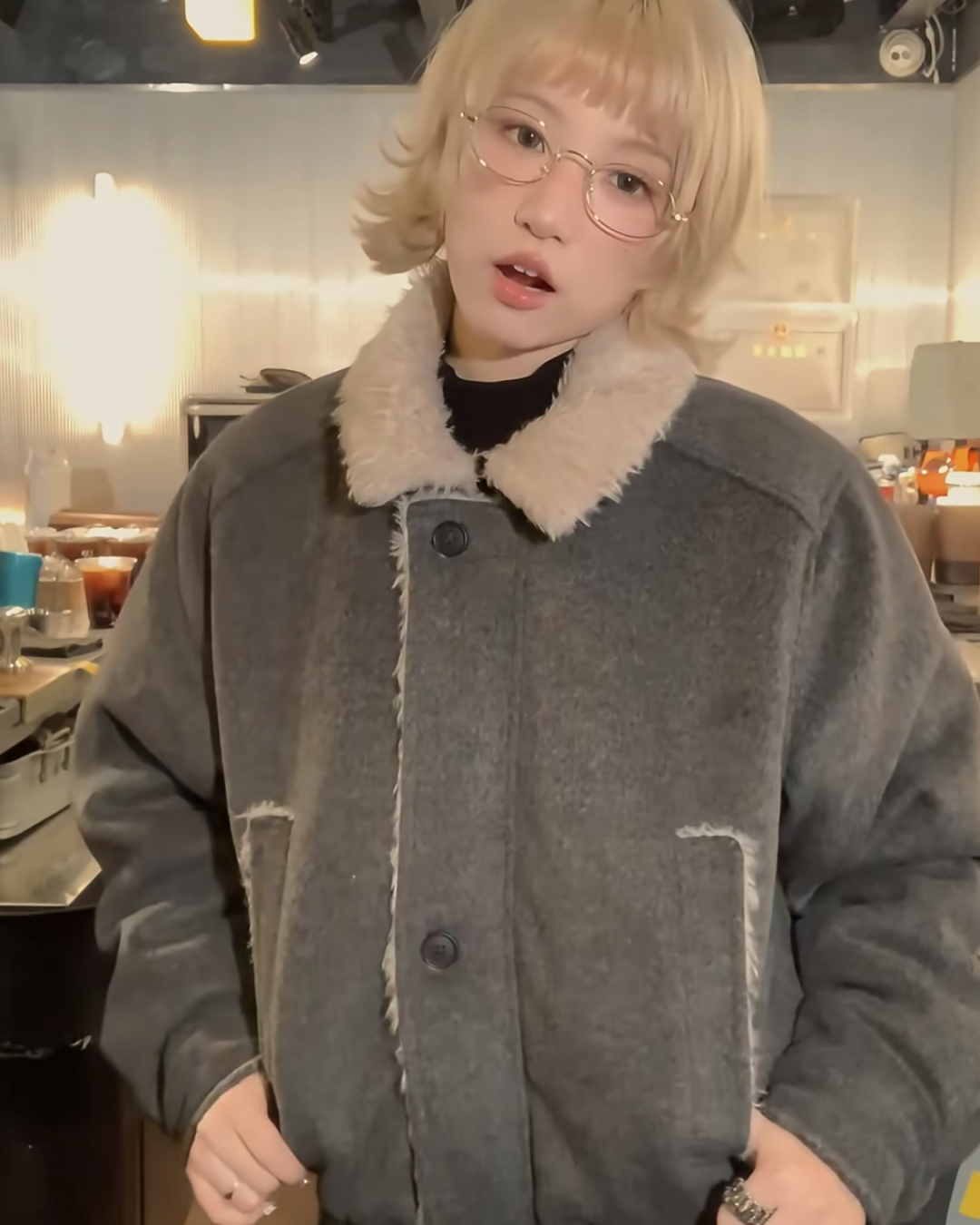 短丈ジップボタンファージャケット B0093