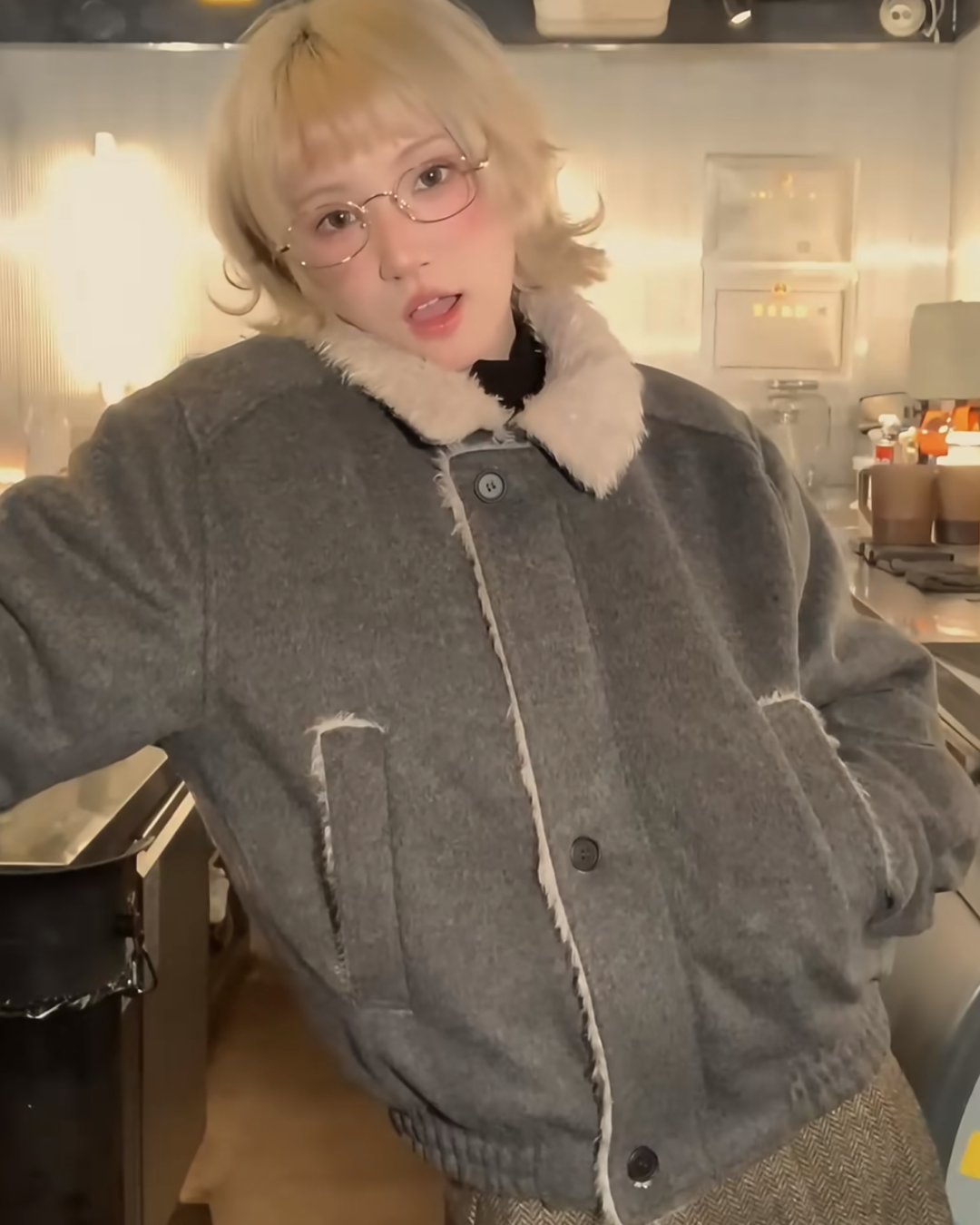 短丈ジップボタンファージャケット B0093