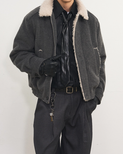 短丈ジップボタンファージャケット B0093