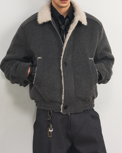 短丈ジップボタンファージャケット B0093