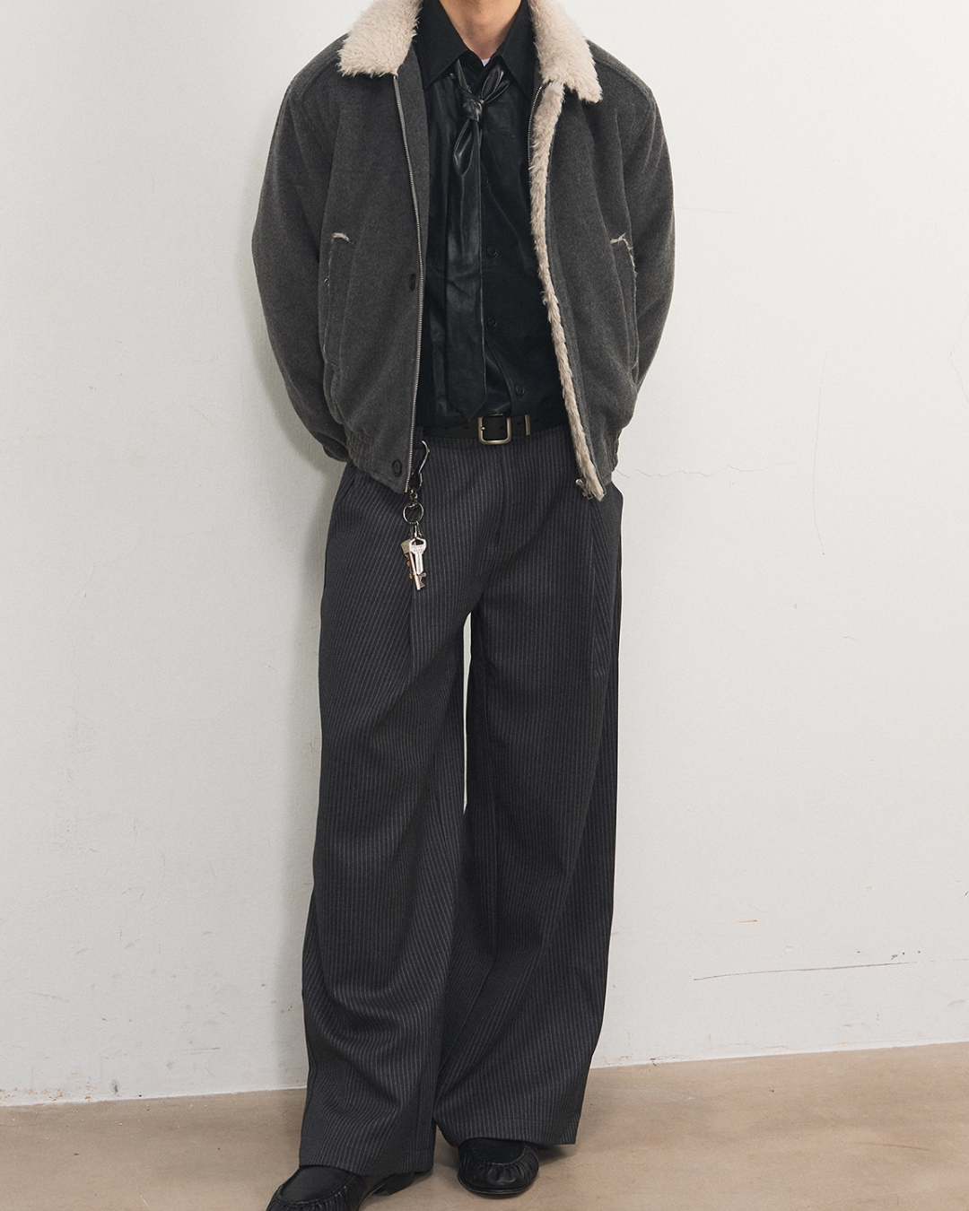 短丈ジップボタンファージャケット B0093