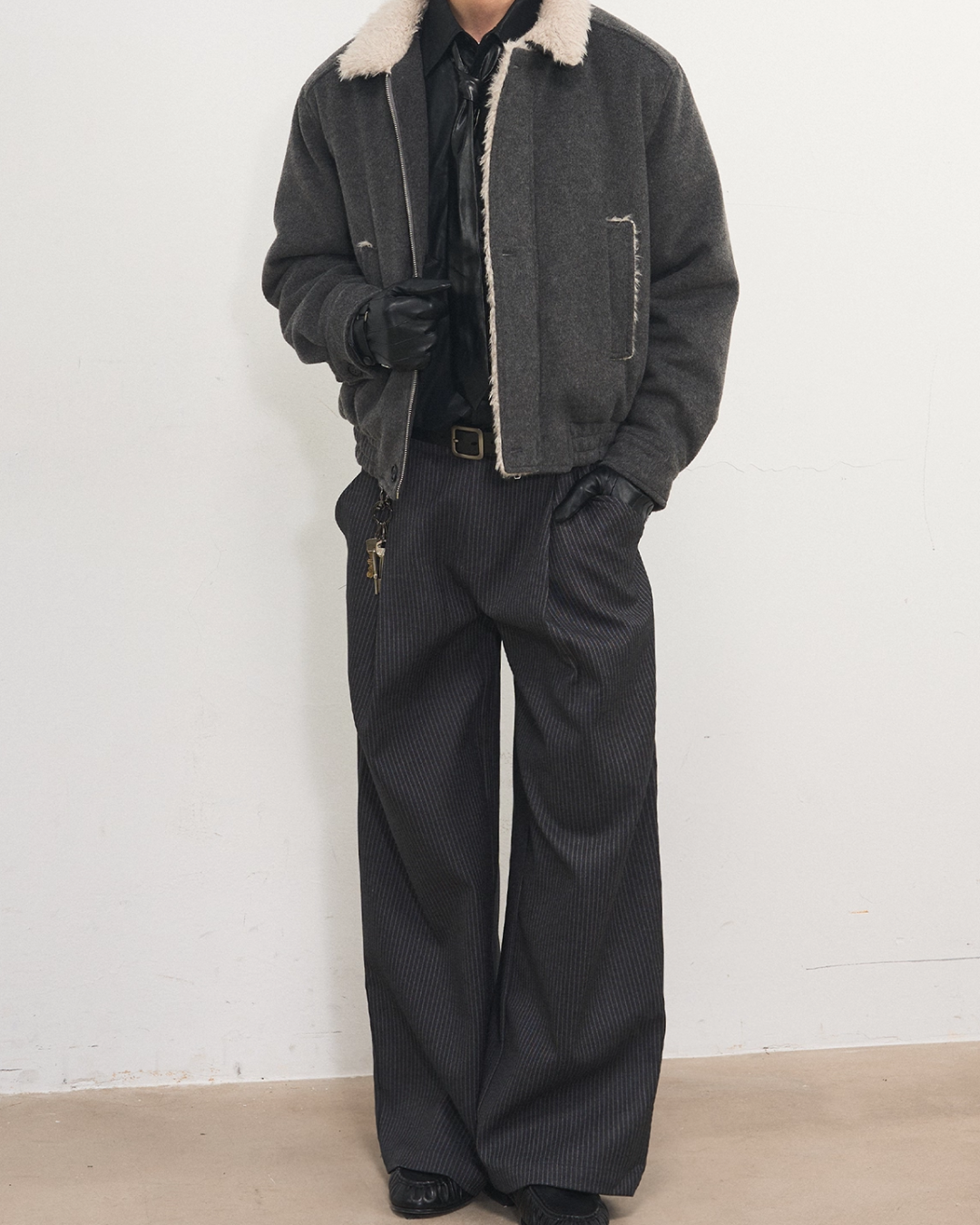 短丈ジップボタンファージャケット B0093