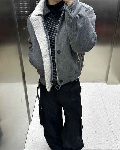 短丈ジップボタンファージャケット B0093