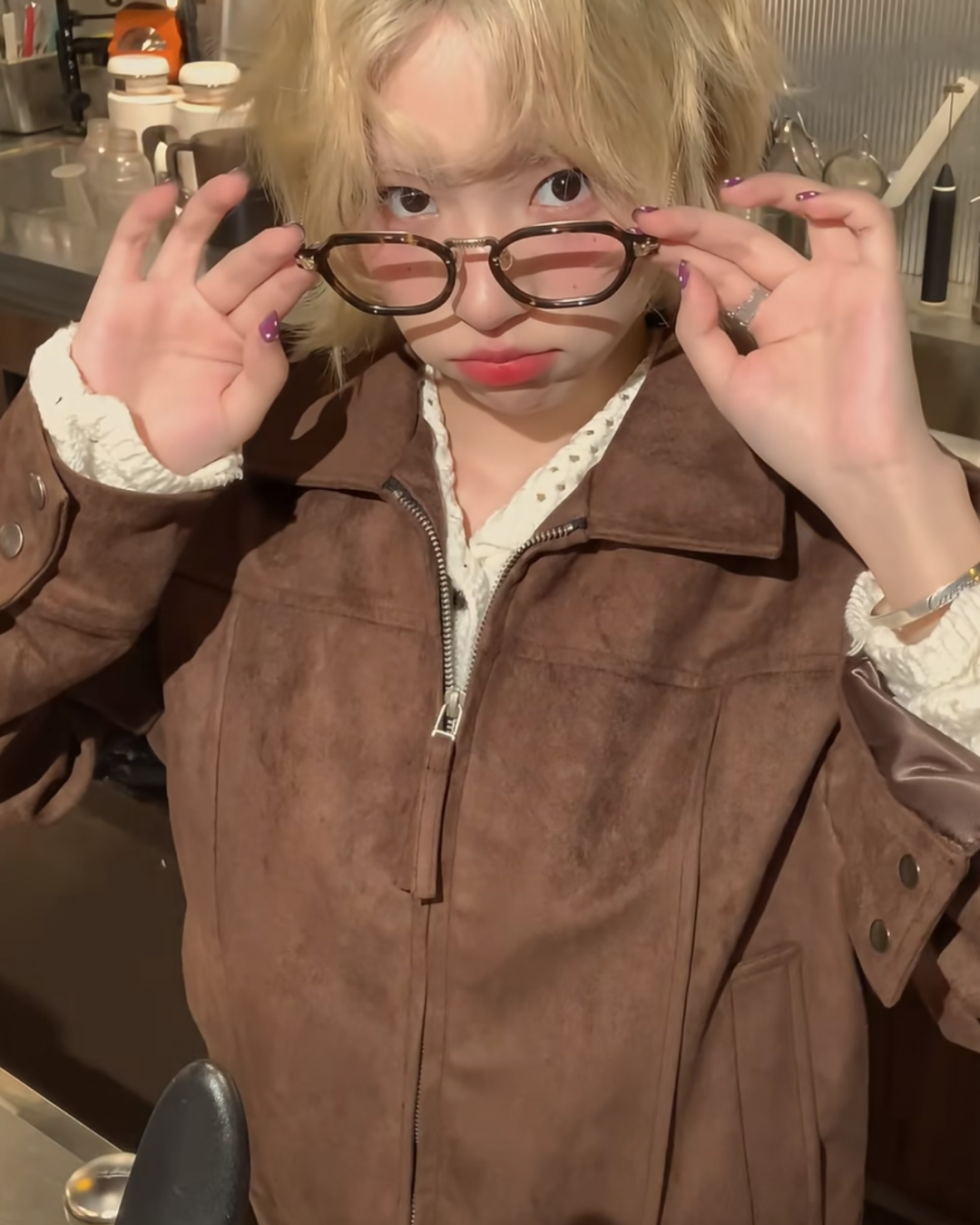 短丈スエードブラウンジャケット B0094