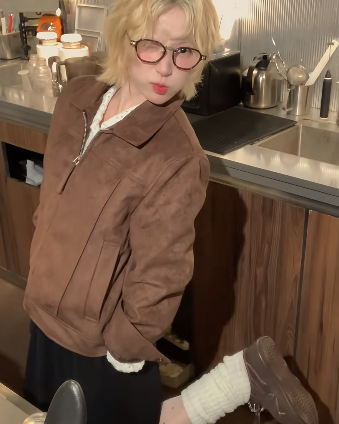 短丈スエードブラウンジャケット B0094