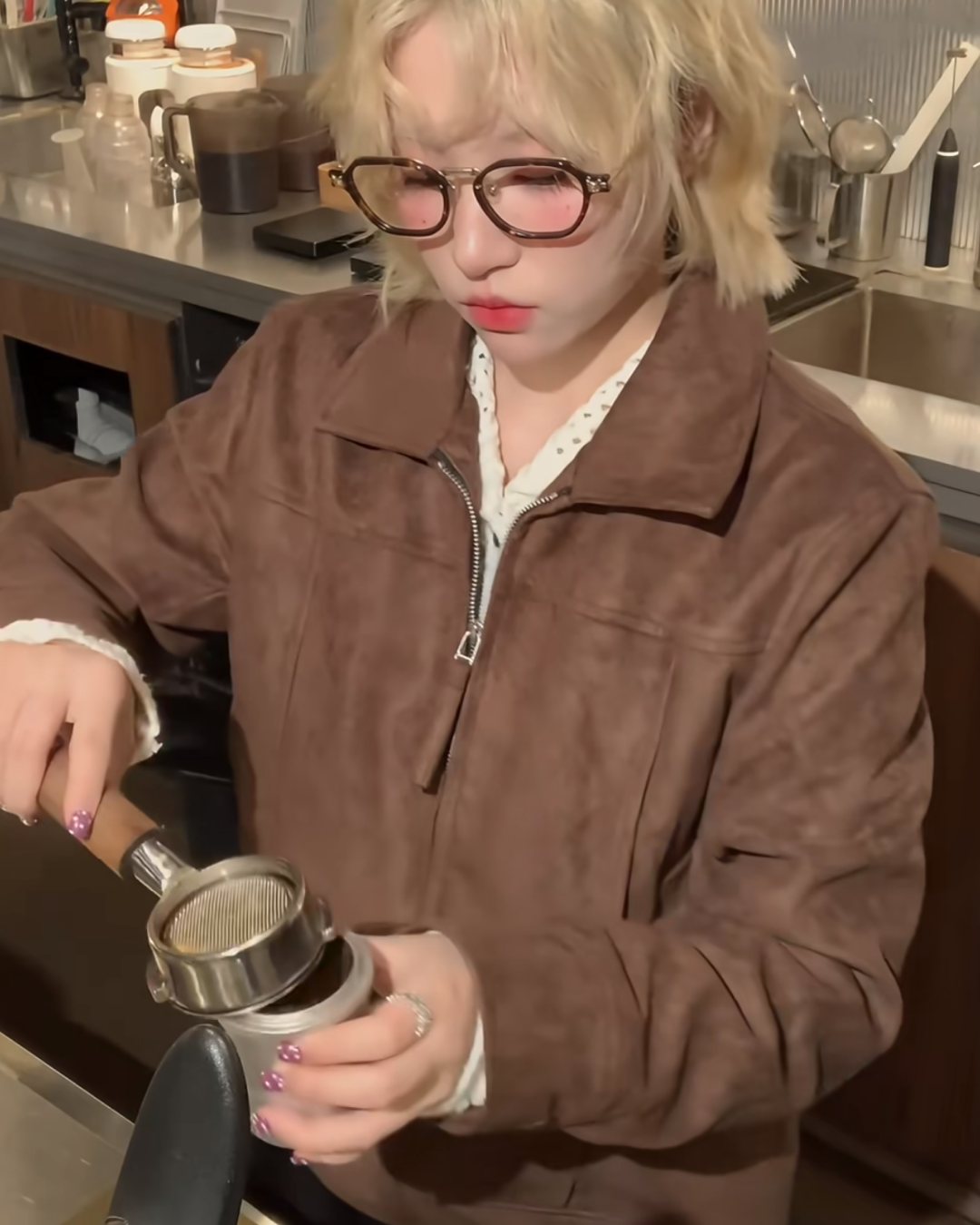 短丈スエードブラウンジャケット B0094