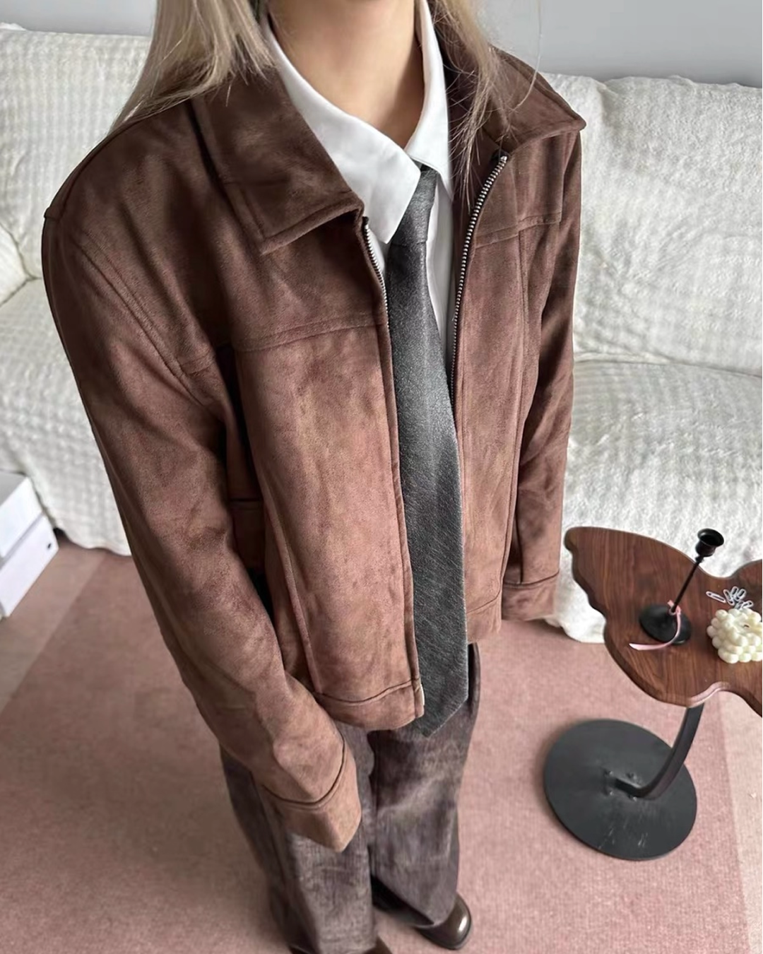 短丈スエードブラウンジャケット B0094