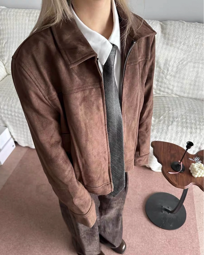 短丈スエードブラウンジャケット B0094