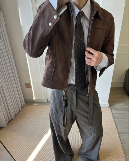 短丈スエードブラウンジャケット B0094