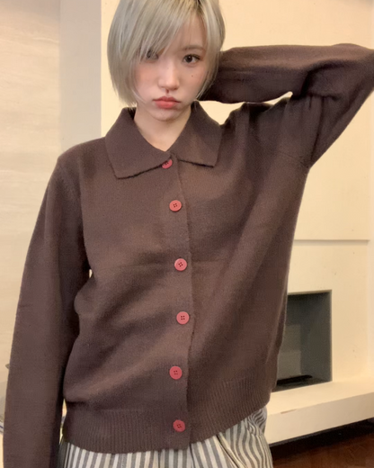 カラーボタンニットシャツ B0099