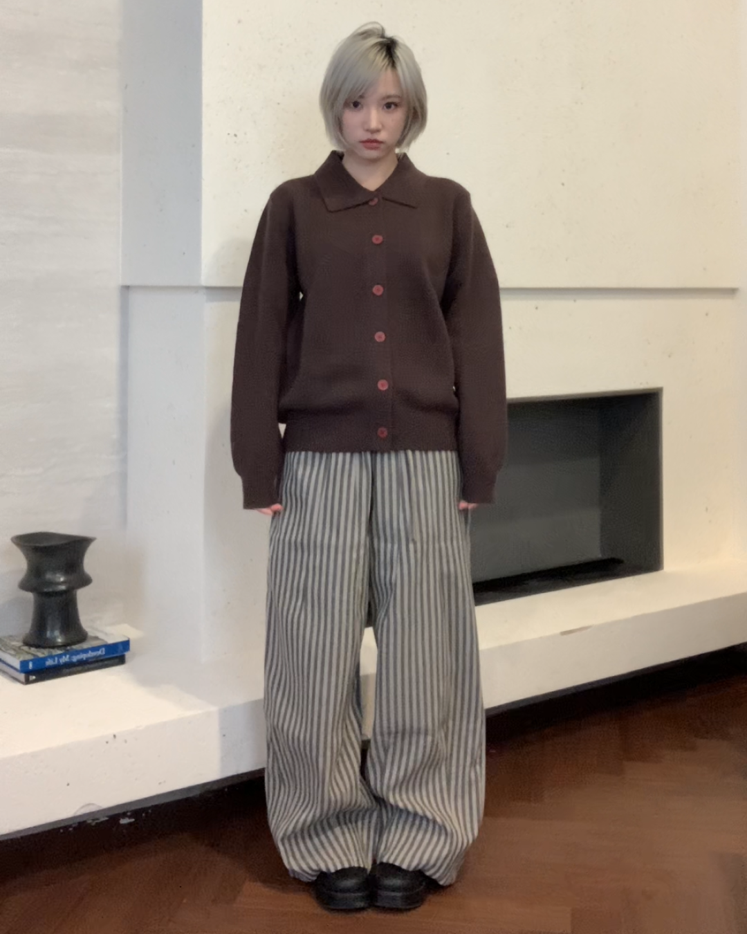 カラーボタンニットシャツ B0099