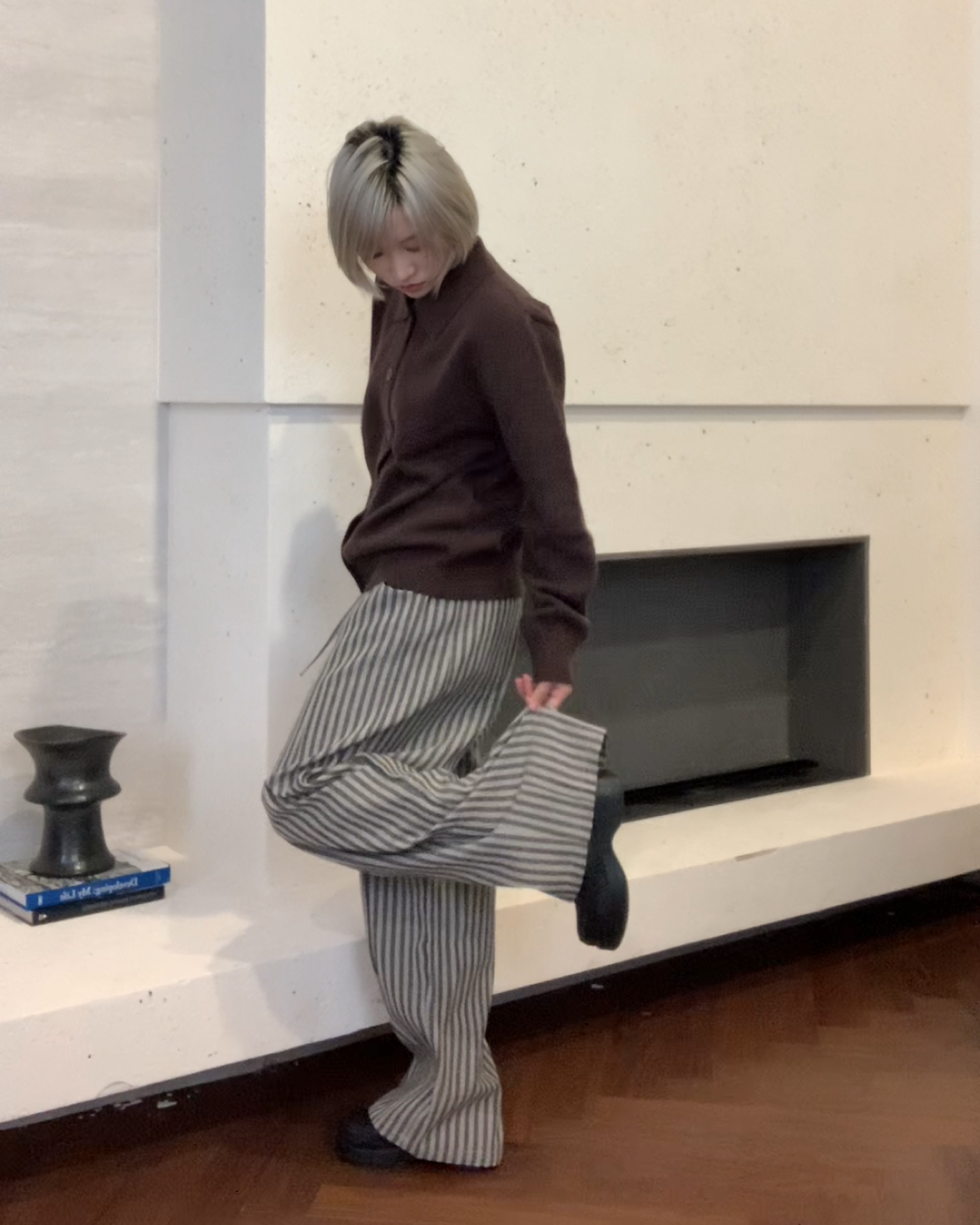 カラーボタンニットシャツ B0099