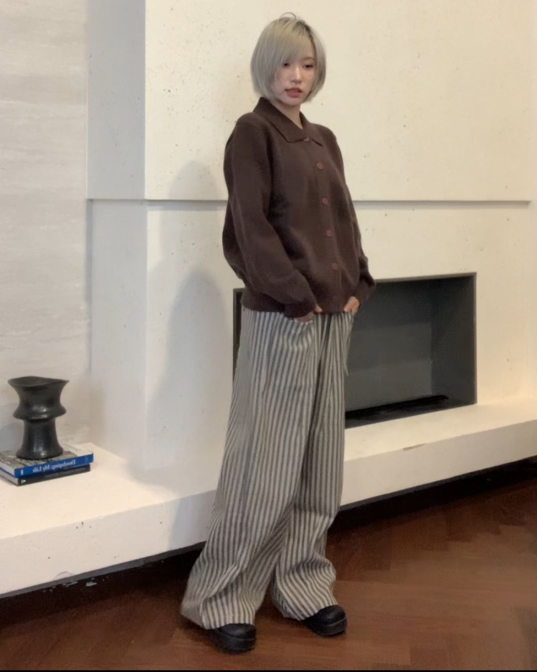 カラーボタンニットシャツ B0099