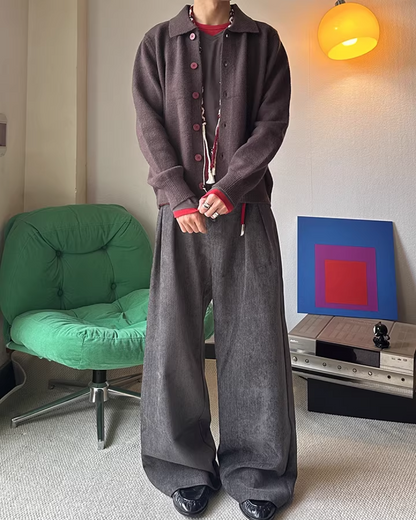 カラーボタンニットシャツ B0099