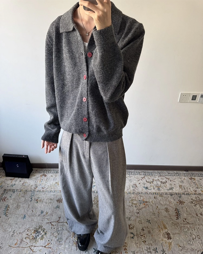 カラーボタンニットシャツ B0099