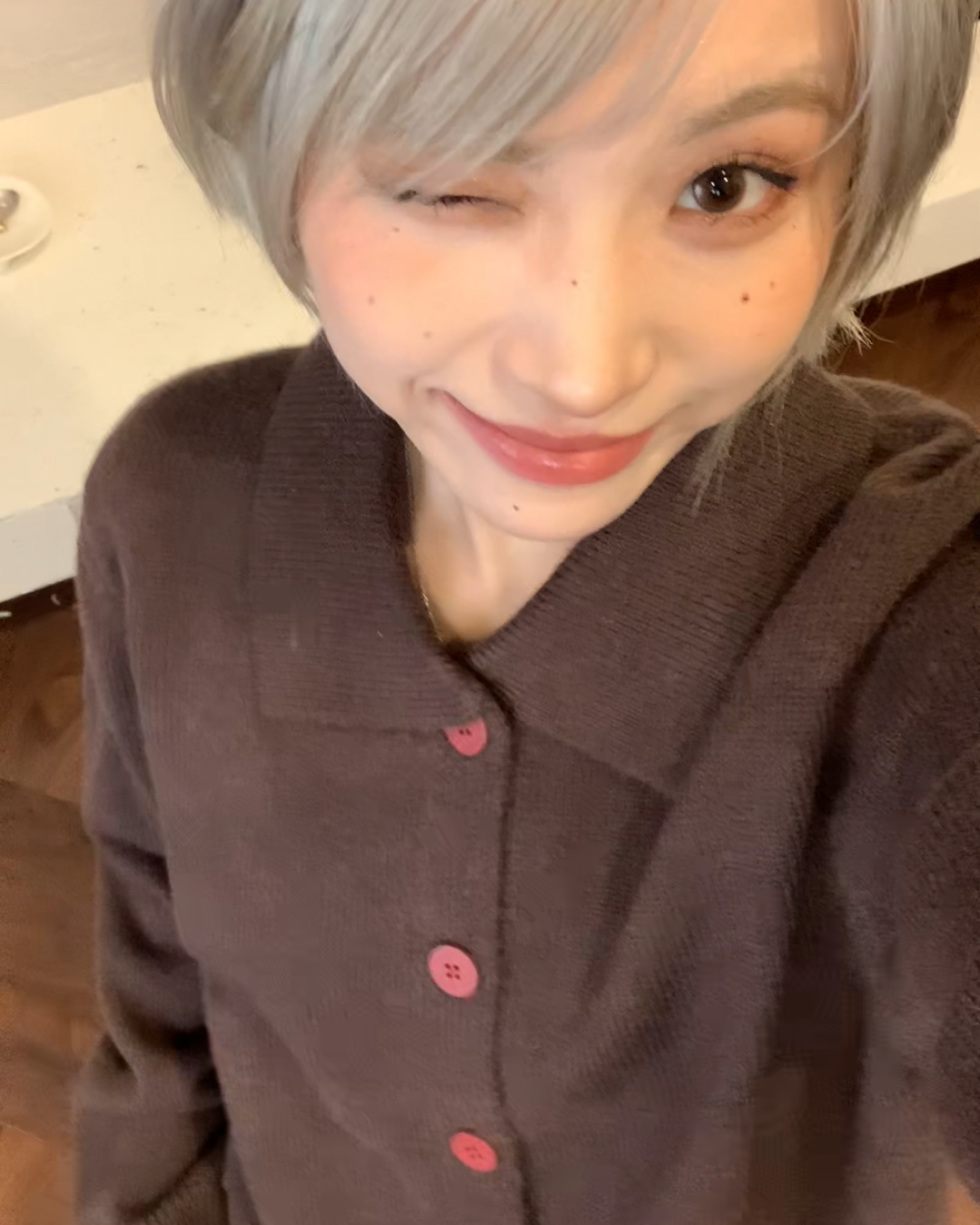 カラーボタンニットシャツ B0099