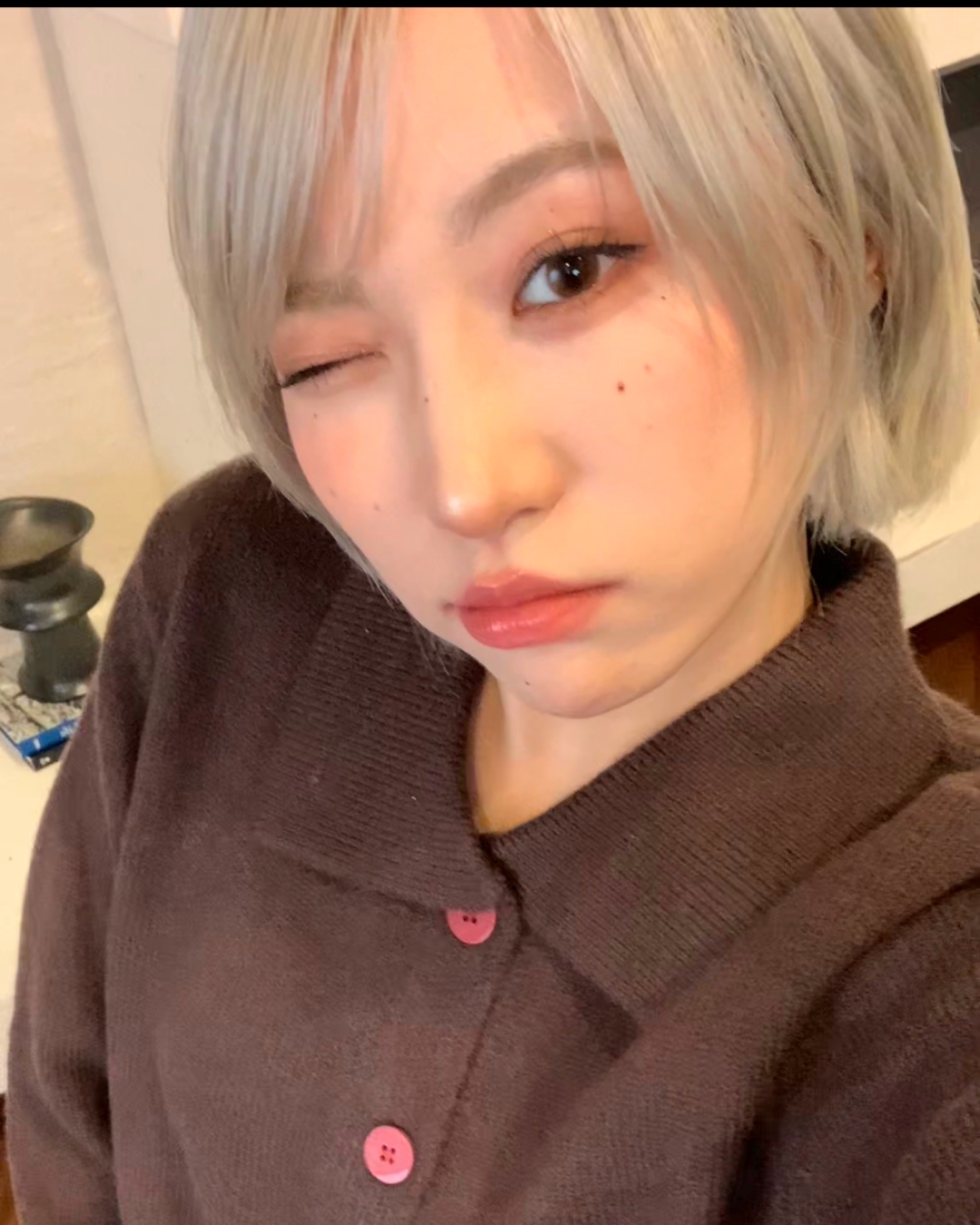 カラーボタンニットシャツ B0099