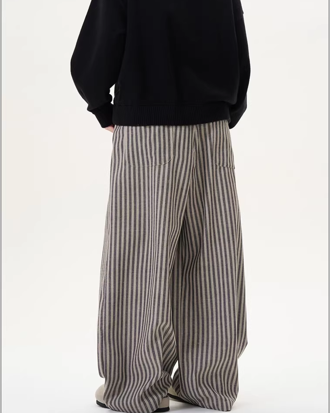 ストライプワイドコットンパンツ B0100