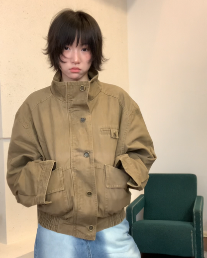 ジップボタンハイネックアウター B0101