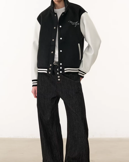 バイカラーハイネックボタンアウター B0102