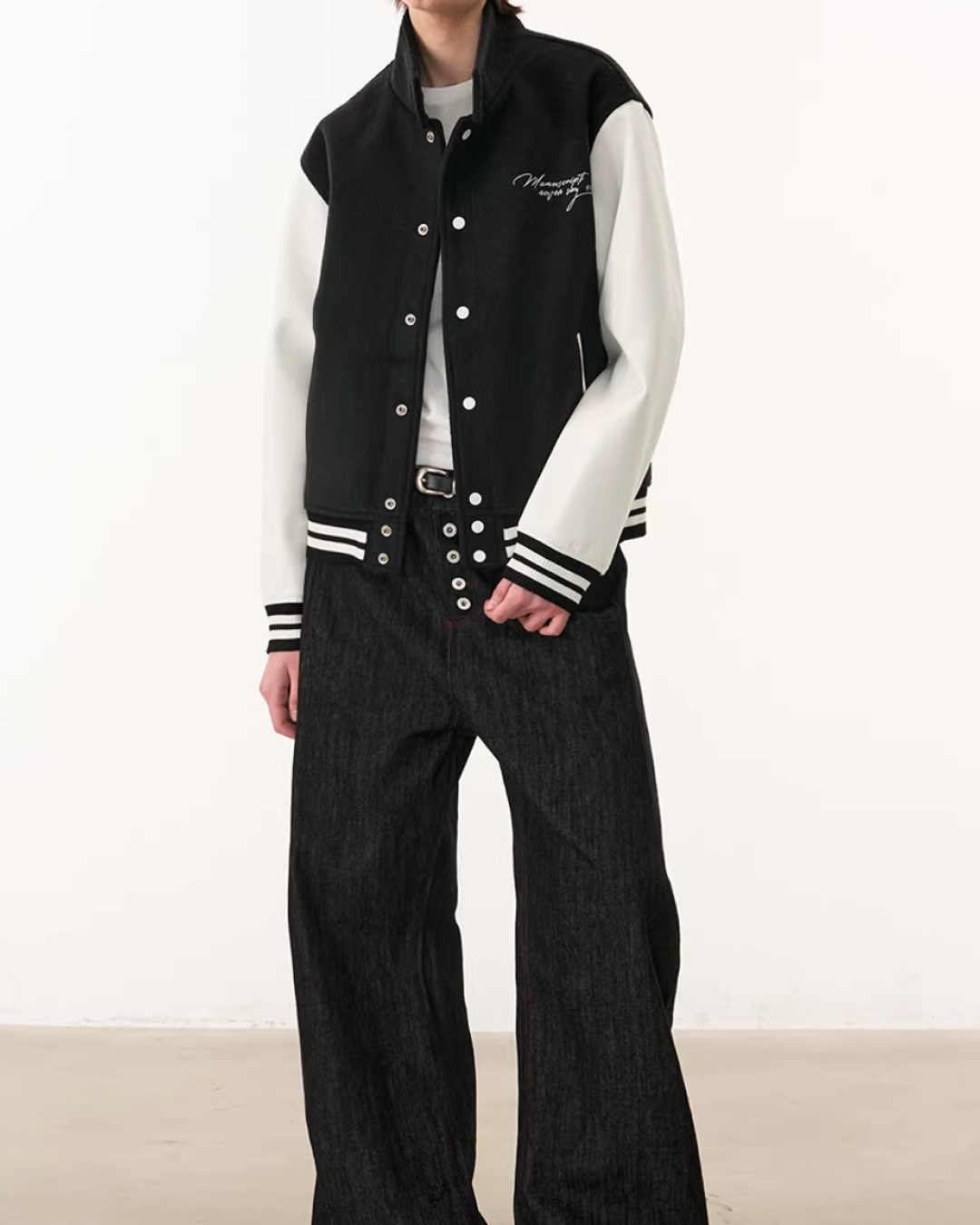 バイカラーハイネックボタンアウター B0102