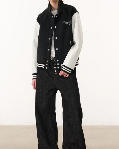 バイカラーハイネックボタンアウター B0102