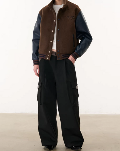 バイカラーハイネックボタンアウター B0102