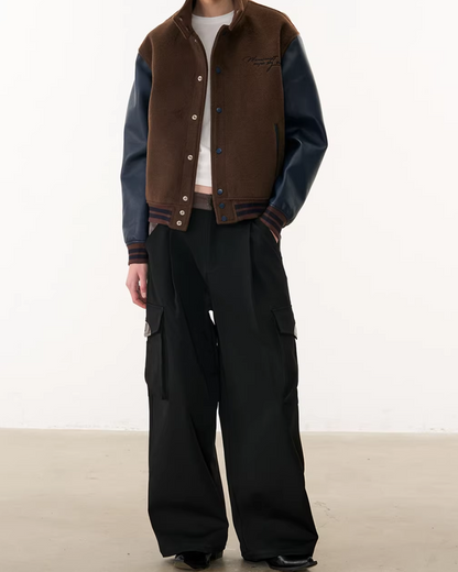 バイカラーハイネックボタンアウター B0102