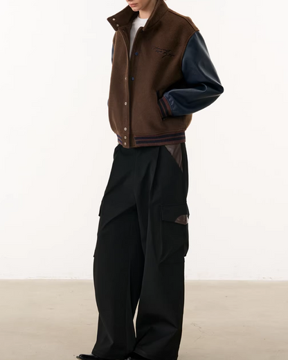 バイカラーハイネックボタンアウター B0102