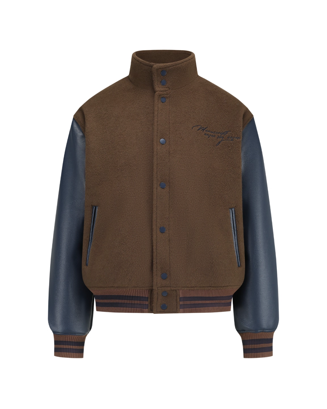 バイカラーハイネックボタンアウター B0102