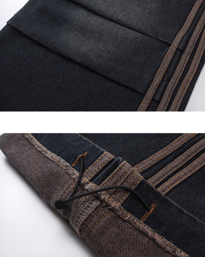 Drawcord side line denim pants B0077