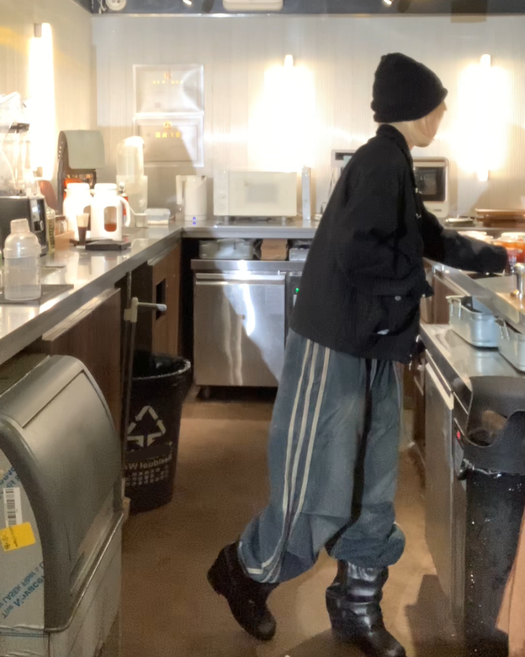 Drawcord side line denim pants B0077