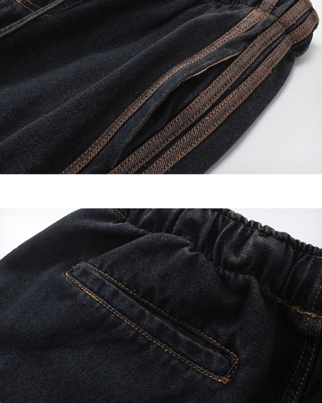 Drawcord side line denim pants B0077