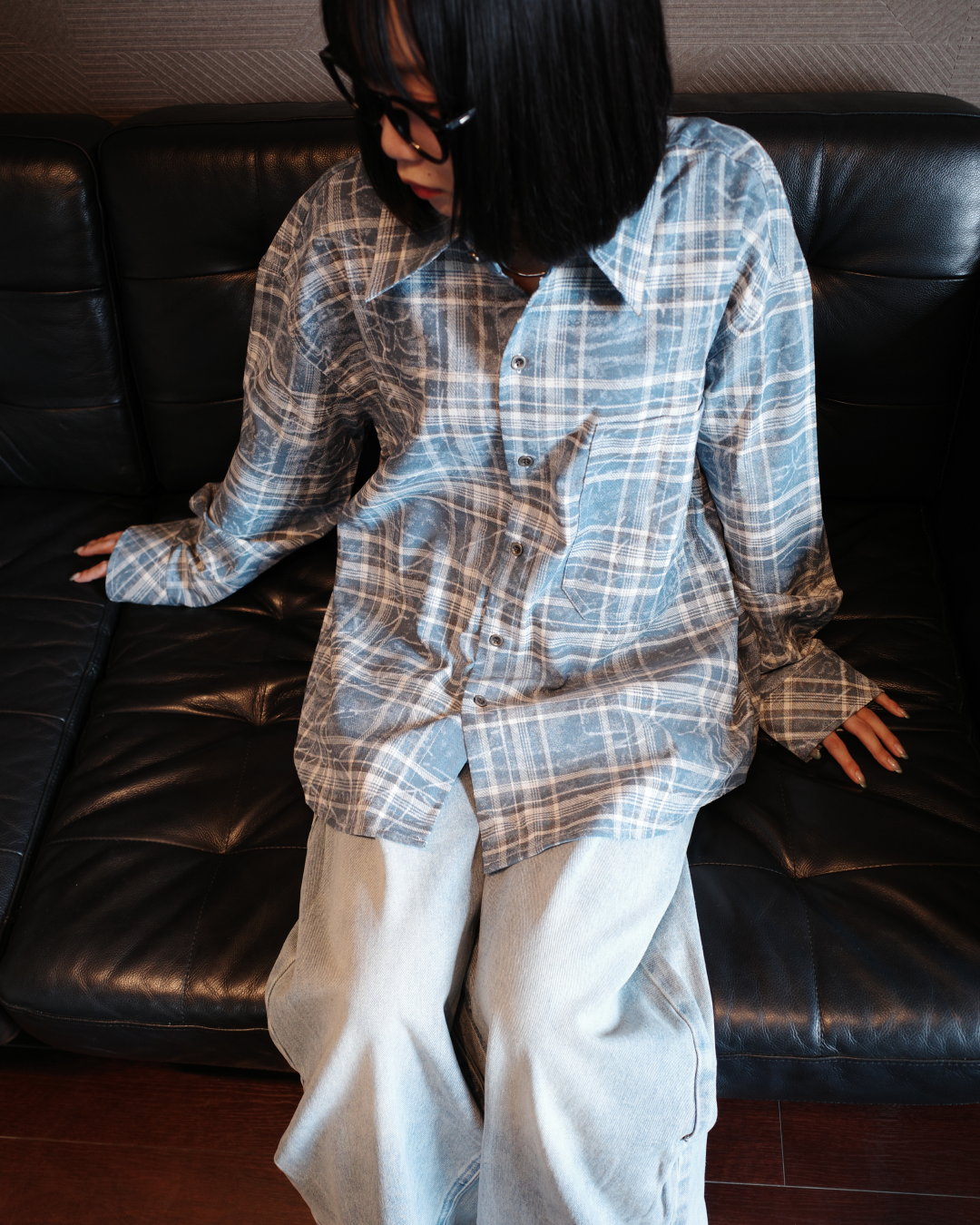 クラッシュダメージチェックシャツ EM0001