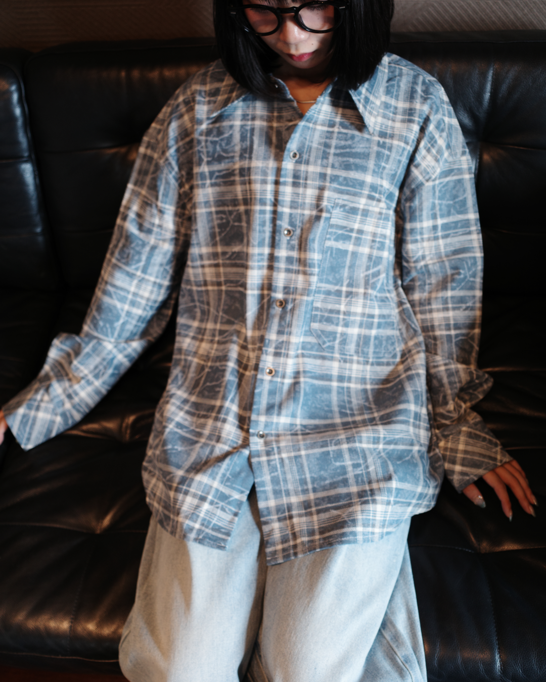 クラッシュダメージチェックシャツ EM0001