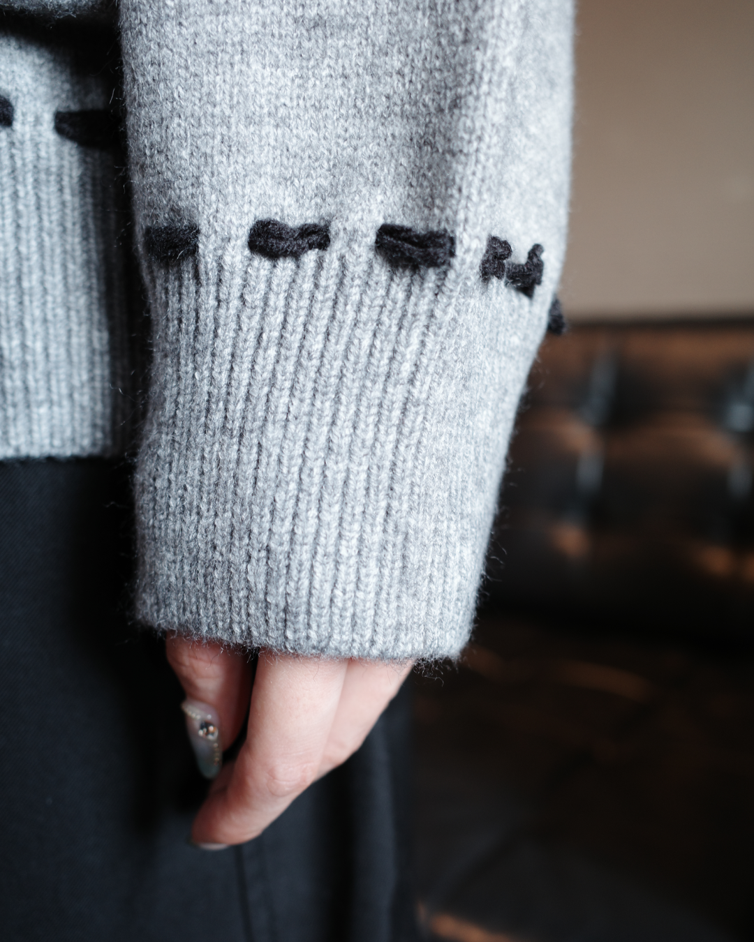 ステッチボタンニットパーカー EM0007