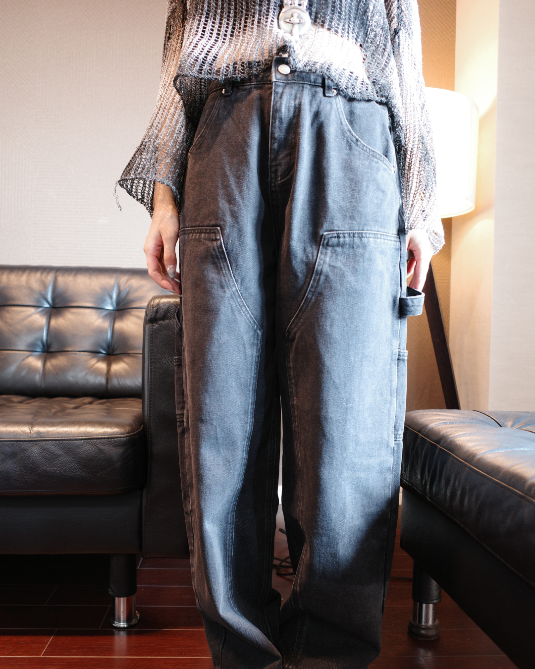 ダブルニーデニムパンツ EM0009