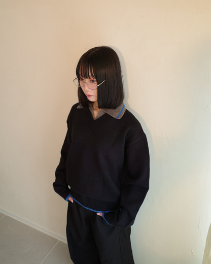 ラインバイカラースキッパーニット EM0011