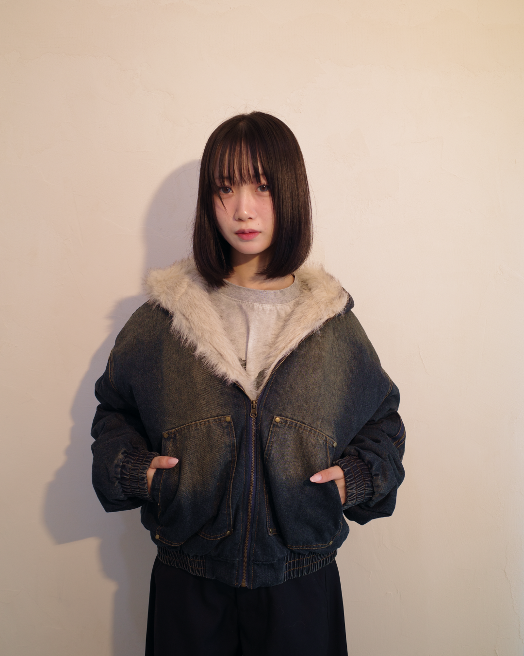 デニムファーキルティングジャケット EM0016