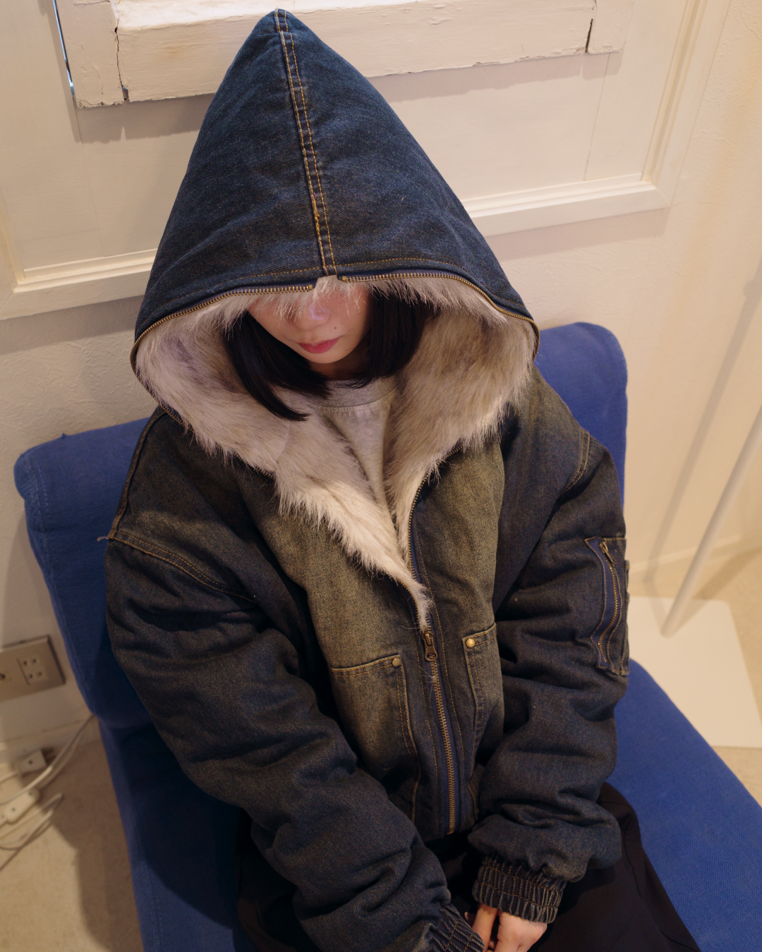 デニムファーキルティングジャケット EM0016