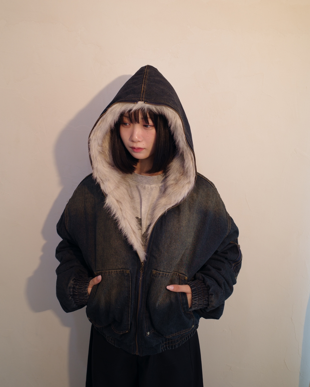 デニムファーキルティングジャケット EM0016